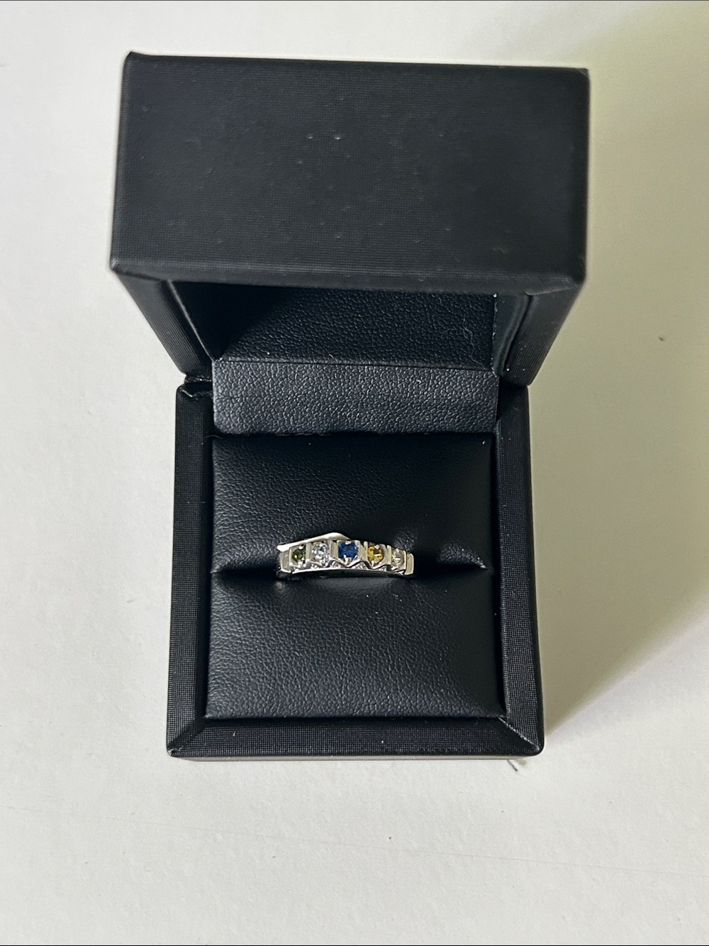 Costume Alloy Silver Multi-Gemstone Band Ring - Size 7